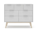 Cómoda CAMPUS de 120 cm con 7 cajones, en blanco, vista frontal