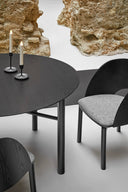 Mesa de comedor redonda JUNCO de 120 cm para 4 a 6 personas, en negro – Teulat