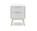 Mesita de noche CAMPUS de 40 cm con 2 cajones, en blanco, vista frontal