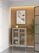 Mueble auxiliar TANA de 70 cm con 2 puertas de rejilla en color arena