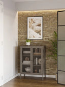 Mueble auxiliar TANA de 70 cm con 2 puertas de rejilla en color moca