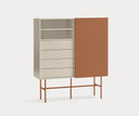 Mueble auxiliar alto NUBE de 120 cm con 1 puerta corredera y 4 cajones – Teulat