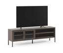 Mueble TV LUNA de 160 cm con 2 puertas de cristal y 2 huecos en acabado moca