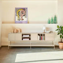Mueble TV PLATT de 220 cm con 3 puertas y 2 cajones, en arena – Teulat