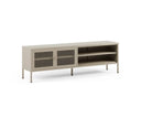 Mueble TV TANA de 160 cm con 2 puertas de rejilla y 2 huecos en color arena