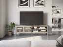 Mueble TV TANA de 160 cm con 2 puertas de rejilla y 2 huecos en color arena