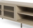 Mueble TV TANA de 160 cm con 2 puertas de rejilla y 2 huecos en color arena