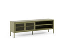 Mueble TV TANA de 160 cm con 2 puertas de rejilla y 2 huecos en color verde