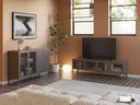 Mueble TV TANA de 160 cm con 4 puertas de rejilla en color moca