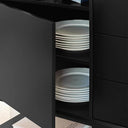 Mueble auxiliar alto PLATT de 120 cm con 1 puerta y 5 cajones, en negro – Teulat