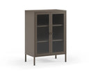 Mueble auxiliar LUNA de 70 cm con 2 puertas de cristal en acabado moca