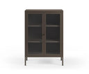 Mueble auxiliar LUNA de 70 cm con 2 puertas de cristal en acabado moca