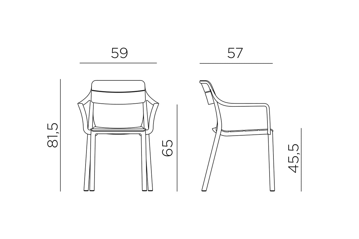 Croquis de medidas de Silla Cassia