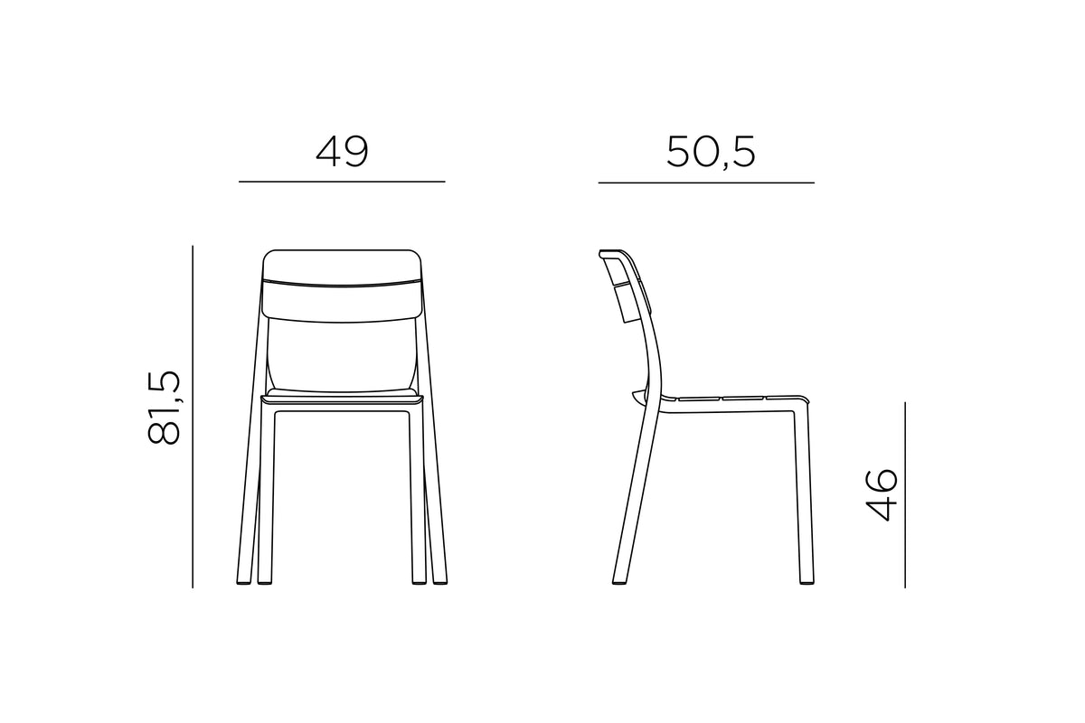 Croquis de medidas de Silla Cassia Bistrot