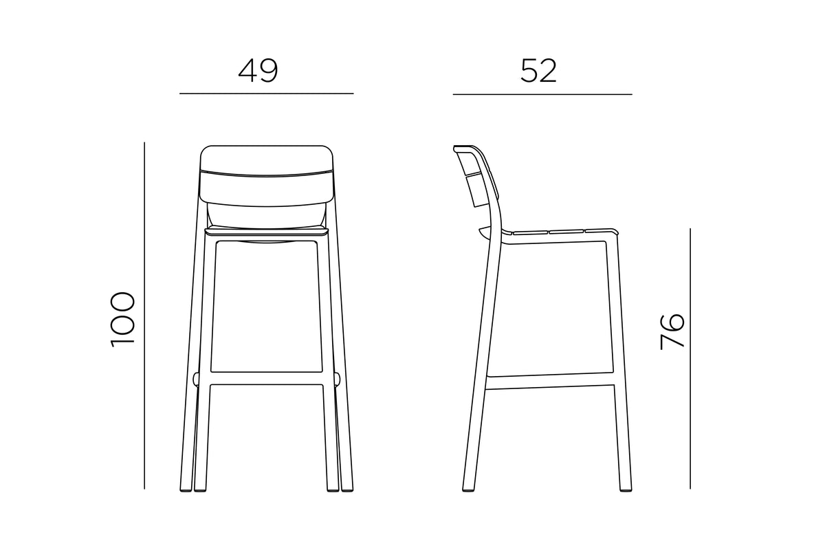 Croquis de medidas de Taburete Cassia