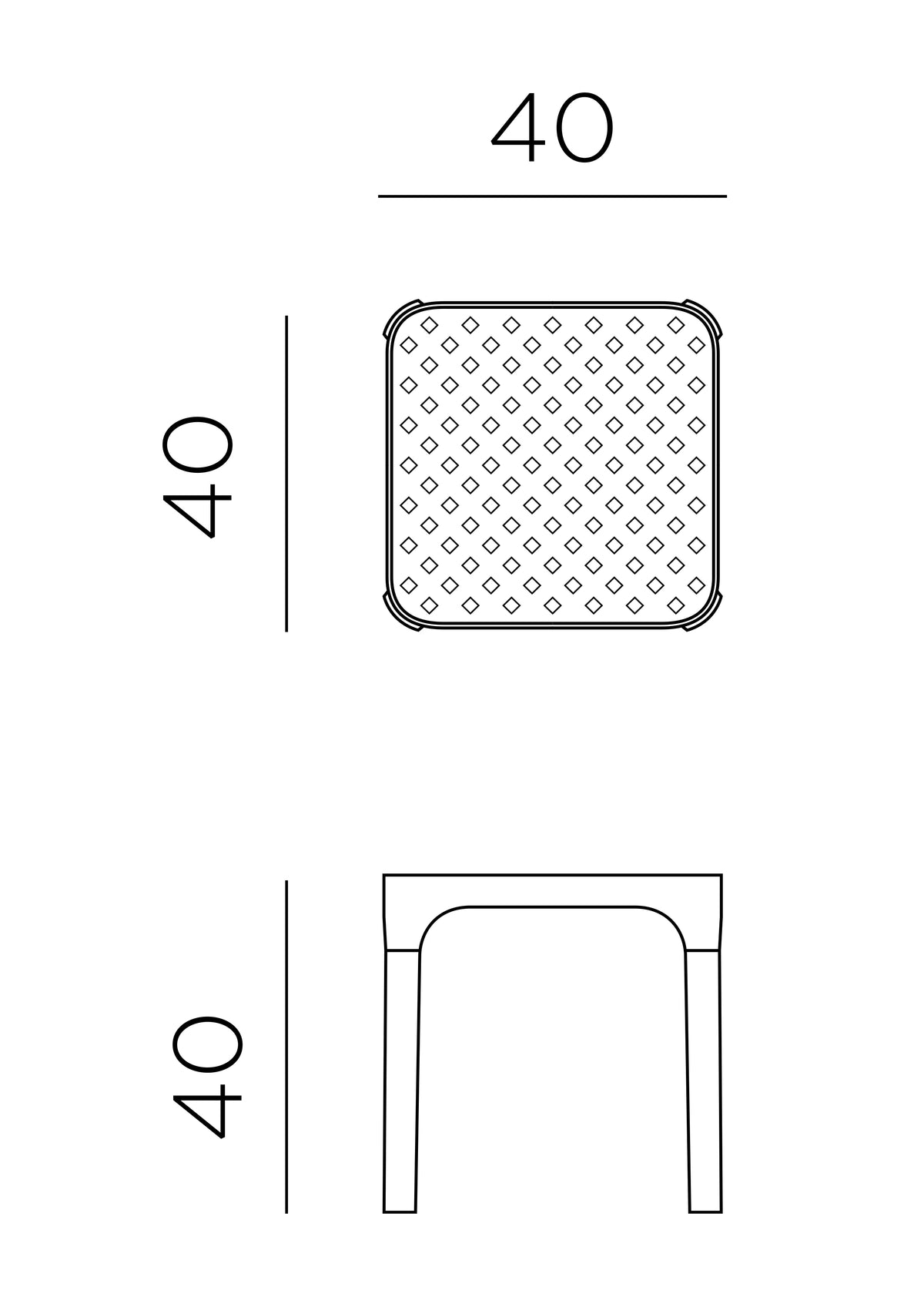 Croquis de medidas de Mesa auxiliar Net Table 40