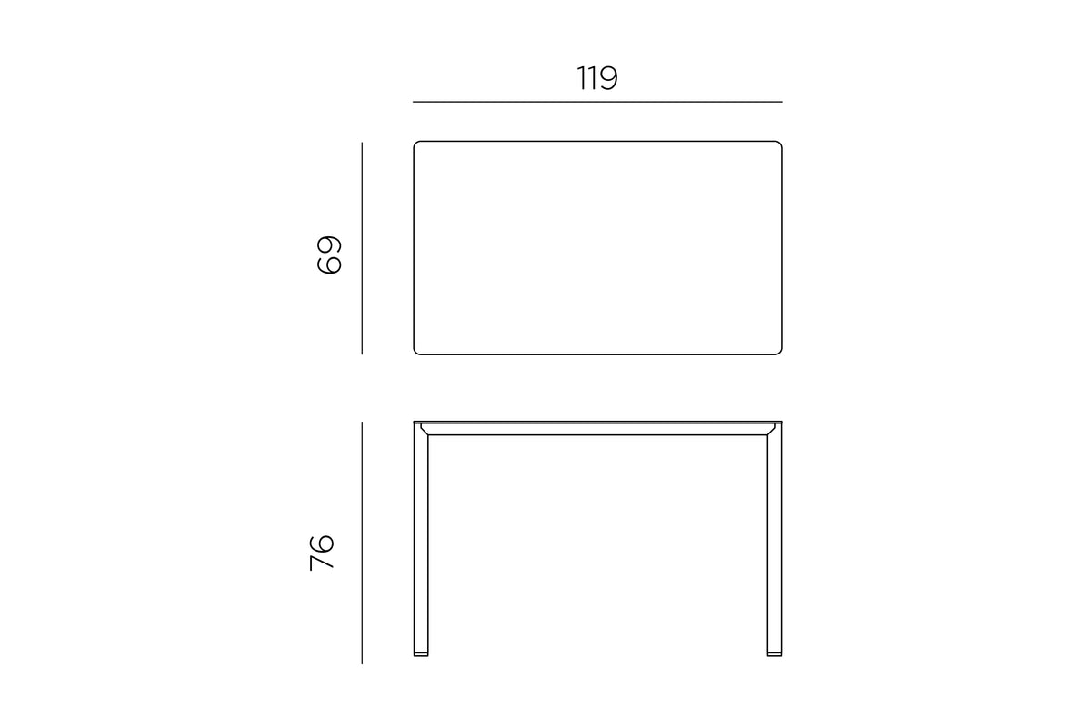 Croquis de medidas de Mesa Piave 120x70