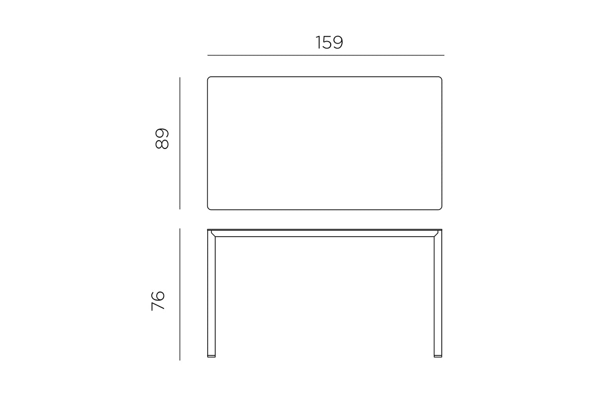 Croquis de medidas de Mesa Piave 160x90