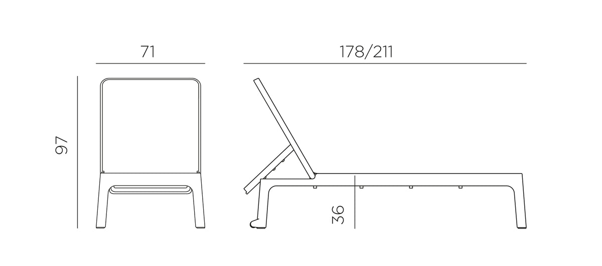 Croquis de medidas de Tumbona Plano