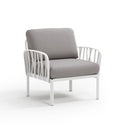 Sillón KOMODO, en blanco con cojines gris – Nardi