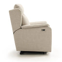 Sillón relax elevador BLANCA con respaldo alto, en beige, vista lateral cerrado