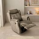 Sillón relax HYDRA con opción giratoria, en beige, abierto en un salón