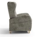 Sillón relax manual ALIX con respaldo orejero, tapizado en beige, vista lateral cerrado