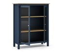 Vitrina MUSGO de 90 cm con 2 puertas de cristal, en azul marino, vista en perspectiva