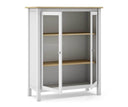 Vitrina MUSGO de 90 cm con 2 puertas de cristal, en blanco, vista en perspectiva