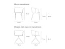 Croquis de medidas — Silla ADD con reposabrazos: 62 × 55 × 80 cm con patas (asiento a 49) y 62 × 55 × 75 cm giratoria (asiento a 48)