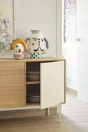 Aparador YOKO de 128 cm con 1 puerta y 3 cajones, en blanco – Teulat