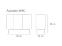 Croquis de medidas — Aparador 3P3C ARISTA: 110 cm de ancho × 40 cm de fondo × 85 cm de alto