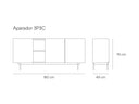 Croquis de medidas — Aparador 3P3C OTTO: 180 cm de ancho × 49 cm de fondo × 78 cm de alto