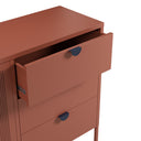 Aparador SAYLA de 140 cm con 2 puertas y 3 cajones, en terracota, detalle de los cajones