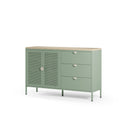 Aparador SAYLA de 140 cm con 2 puertas y 3 cajones, en verde menta, vista lateral