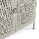 Aparador SAYLA de 160 cm con 4 puertas, en crema, detalle de la puerta y el tirador