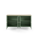 Aparador SAYLA de 160 cm con 4 puertas, en verde menta, con las puertas abiertas