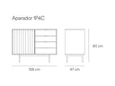 Croquis de medidas — Aparador 1P4C SIERRA: 108 cm de ancho × 47 cm de fondo × 80 cm de alto