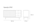 Croquis de medidas — Aparador 2P4C SIERRA: 159 cm de ancho × 47 cm de fondo × 80 cm de alto