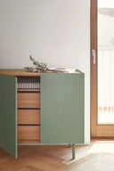 Aparador ARISTA de 110 cm con 3 puertas y 3 cajones, en verde – Teulat