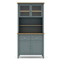 Buffet MUSGO de 90 cm con vitrina y 4 puertas, en verde kaki, vista frontal