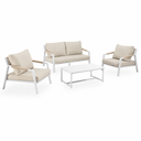 Conjunto de jardín MUSCAT con sofá, 2 sillones y mesa de centro porcelánica