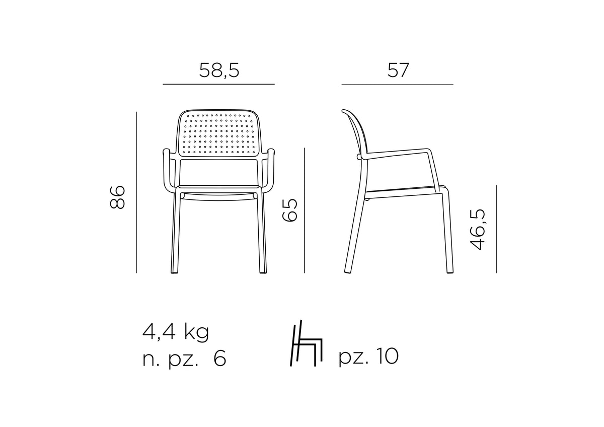 Croquis de medidas de Silla BORA