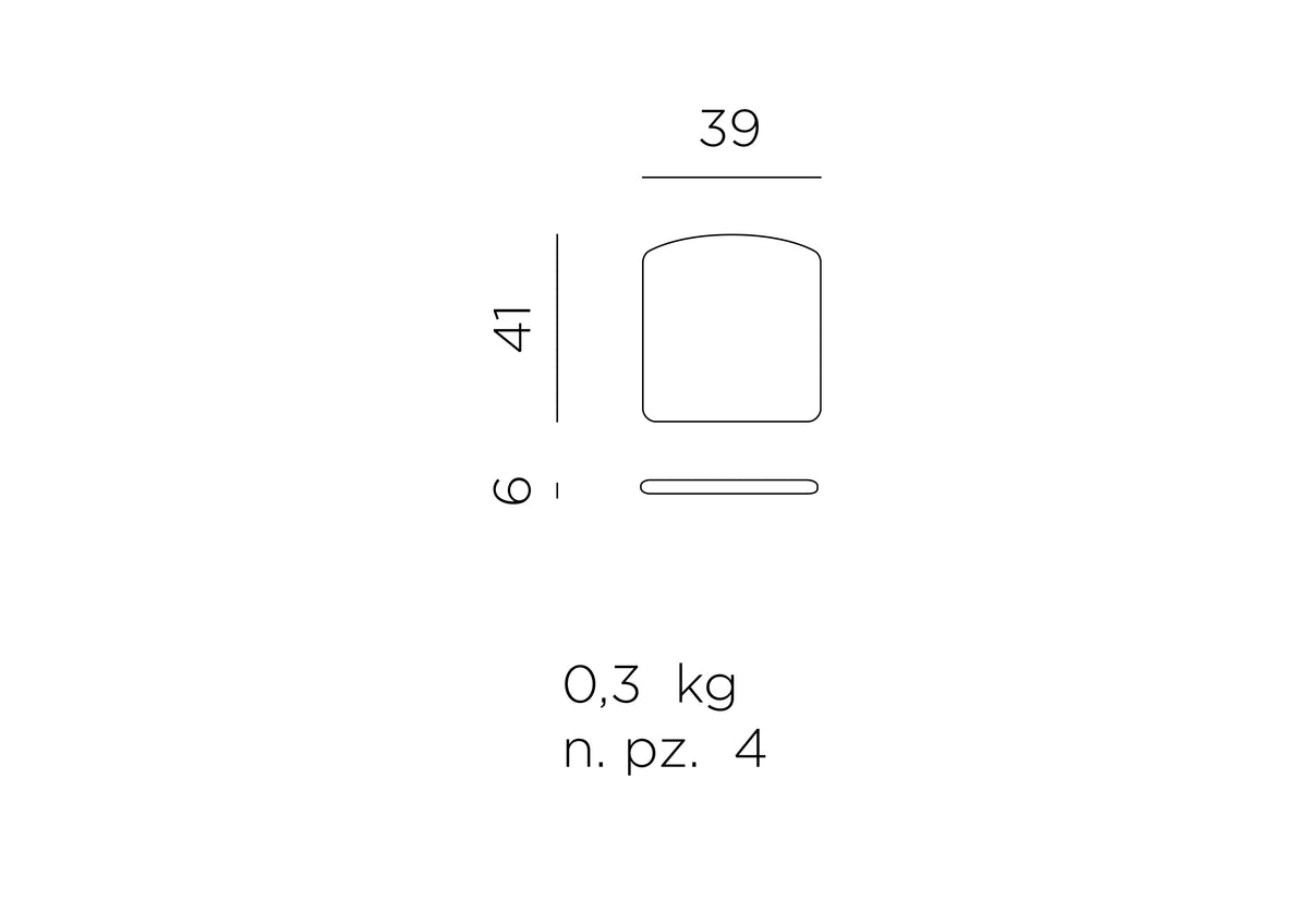 Croquis de medidas de Cojín para silla BIT