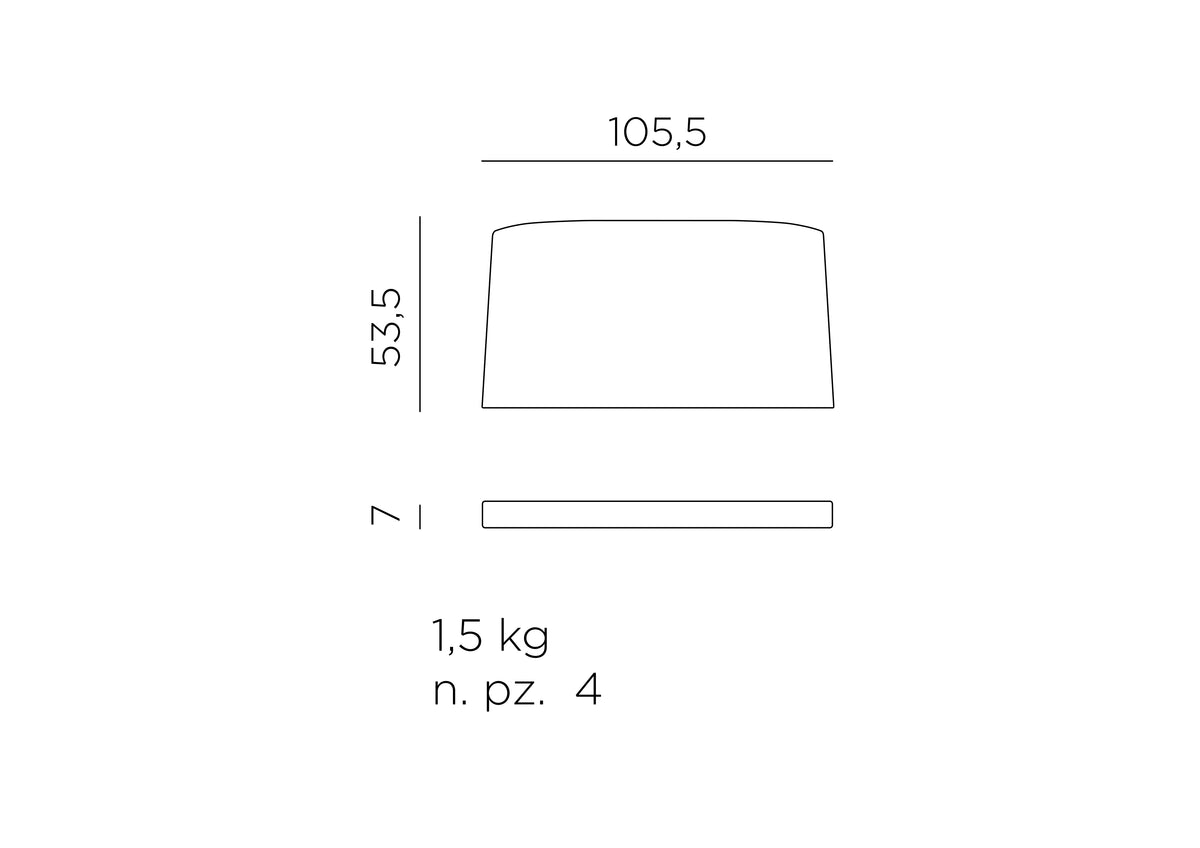 Croquis de medidas de Cojín Net Bench
