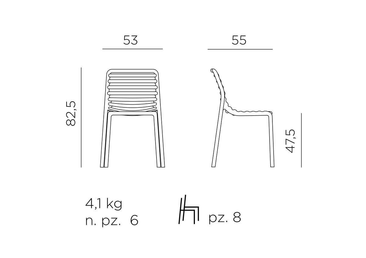 Croquis de medidas de Silla DOGA BISTROT