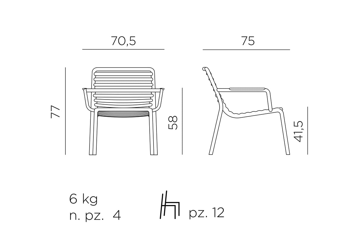 Croquis de medidas de Sillón Doga Relax
