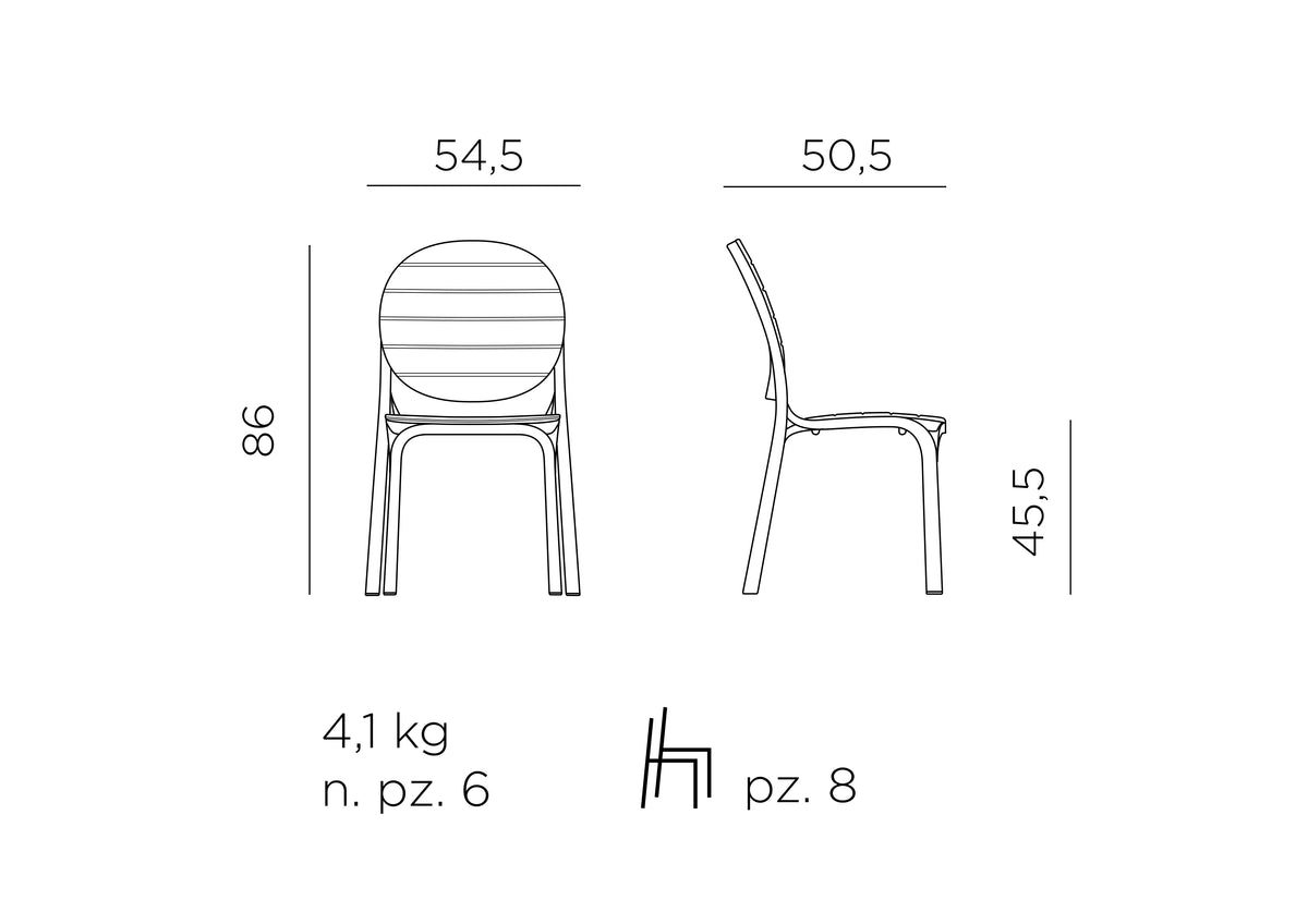 Croquis de medidas de Silla Erica