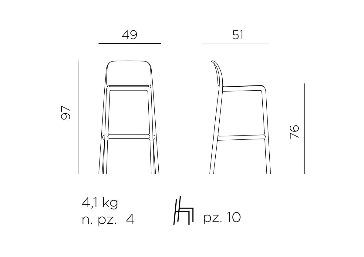 Croquis de medidas de Taburete Faro