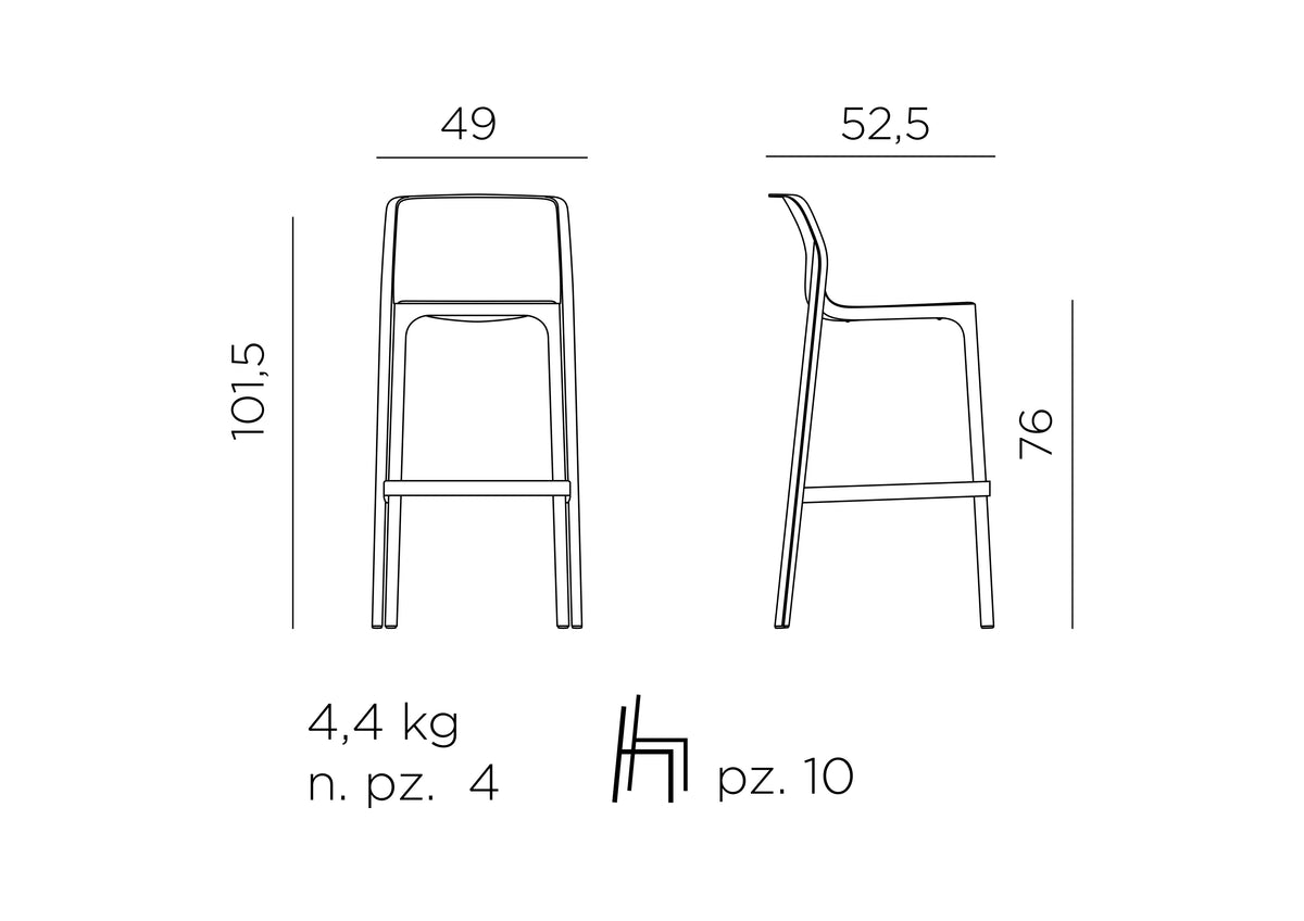 Croquis de medidas de Taburete Net